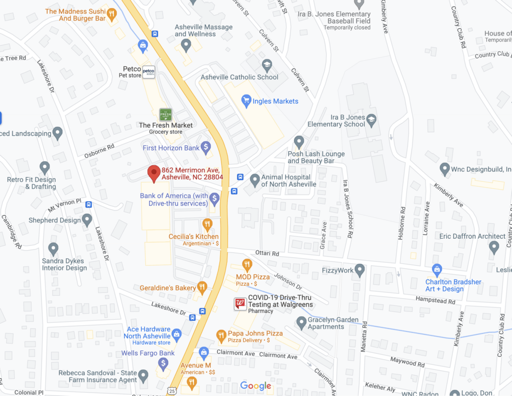 TP map Merrimon Avenue Asheville